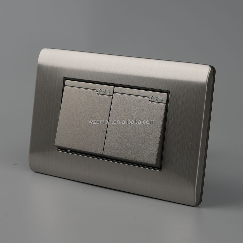 Modern  Us Standard Gray 118 American 110V 15A Metal Double Electric Material Light Switch Inside Bedroom