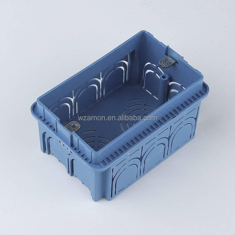 Blue 4X2 3 Modules Pvc Plastic Electrical Wall Switch Outlet Receptacle Mount Junction Switch Back Socket Box