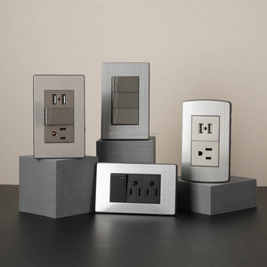 Modern  Us Standard Gray 118 American 110V 15A Metal Double Electric Material Light Switch Inside Bedroom