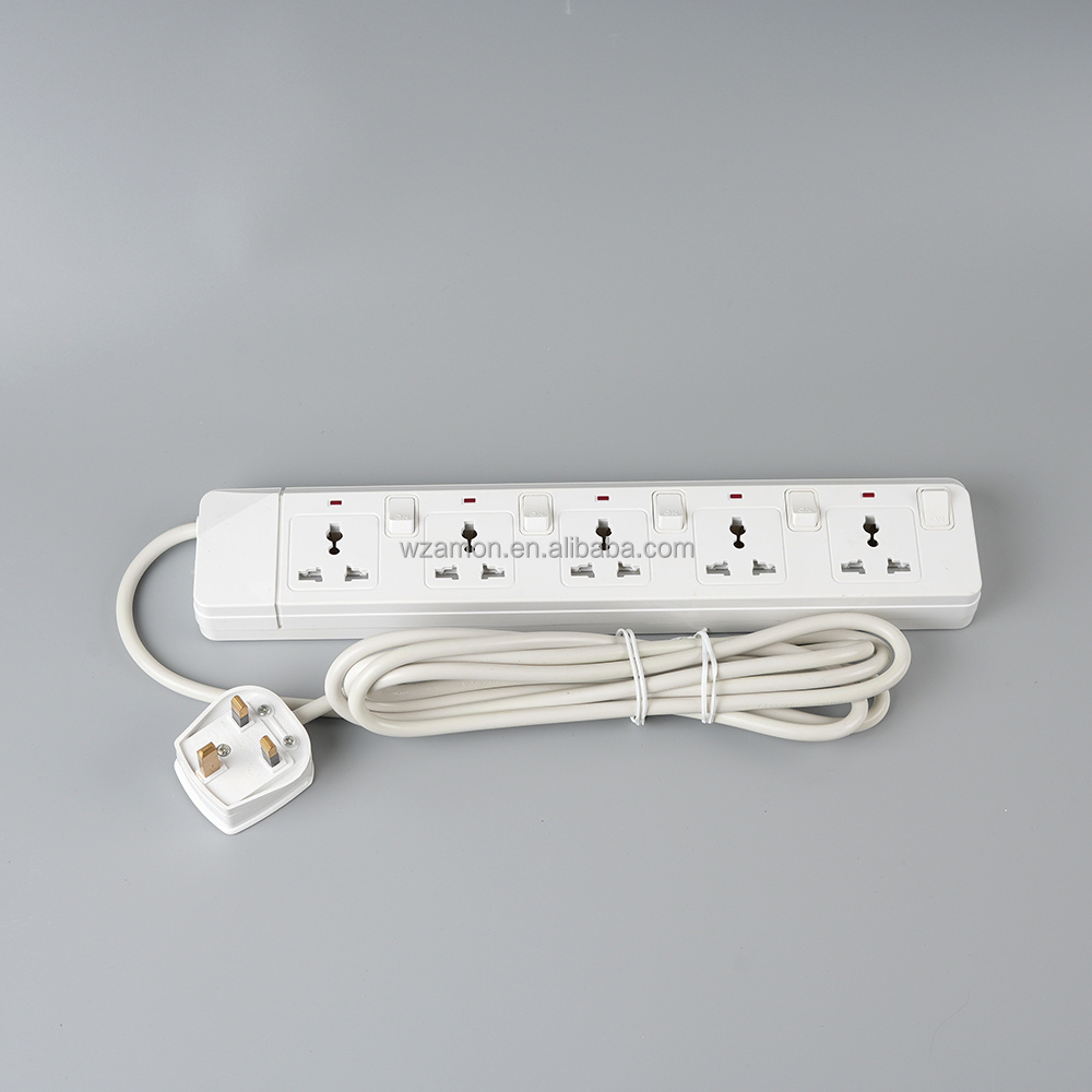 13A 4 Way 3m 5m cable Cord wire Power Plug And switched Extension Electrical UK multi 4gang socket with switch universal bar