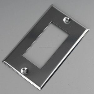 Rectangular Cover Plate Decorator Switch Receptacle Outlet Metal Wall Plate 1Gang 430 Stainless Steel Silver Wall Switch Plate