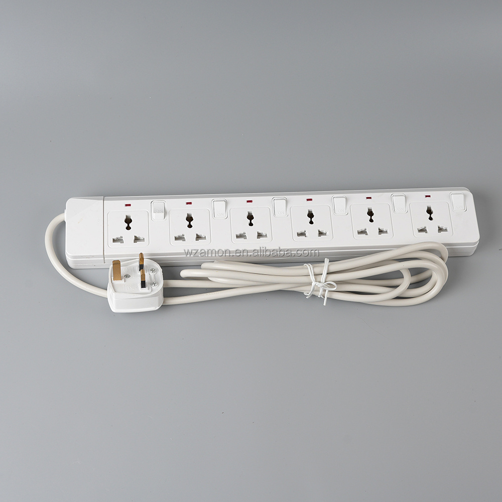 13A 4 Way 3m 5m cable Cord wire Power Plug And switched Extension Electrical UK multi 4gang socket with switch universal bar