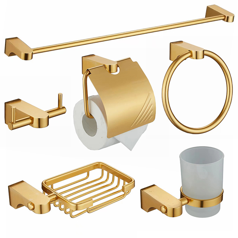 Hotel Wall Mounted Gold Bathroom Accessories Hardware Shower Washroom Accessories Bathroom Accessories Set