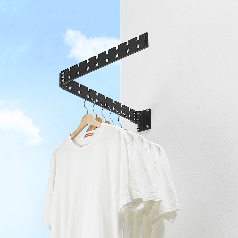 Aluminium Alloy Indoor Outdoor Expandable Folding Clothes Hanger Wall Mount Laundry Drying Racks