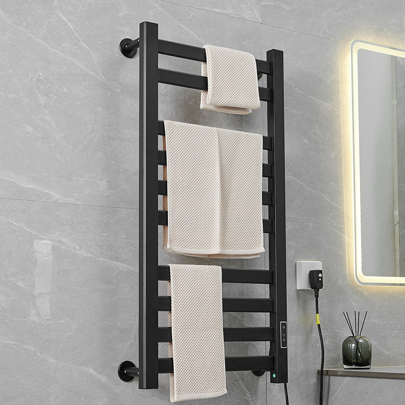 Modern Bathroom Essential Carbon Fiber Constant Temperature Drying Towel Rack Wall Mount Electric Towel Heated Rack