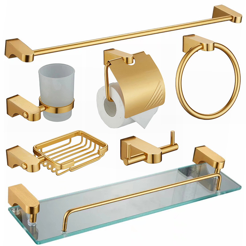 Hotel Wall Mounted Gold Bathroom Accessories Hardware Shower Washroom Accessories Bathroom Accessories Set