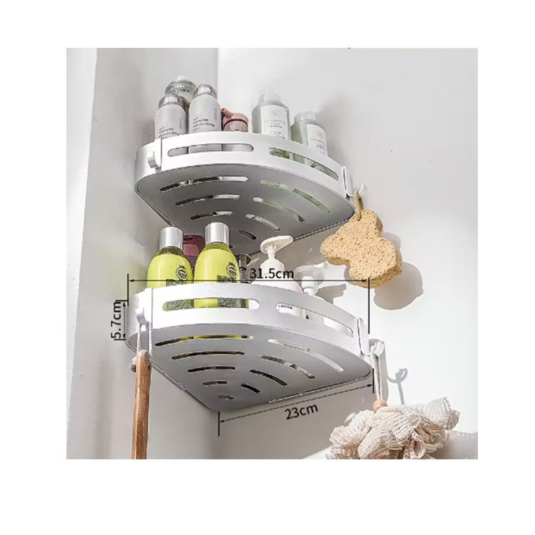 Home bathroom  plastic space saving corner storage rack punch free wall organizer shelf kitchen Corner Rack