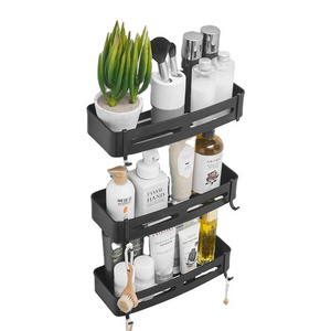 Aluminium Bathroom Double Shelves Shower Bathroom Shelves Basket Wall Mounted Storage Shower Caddy