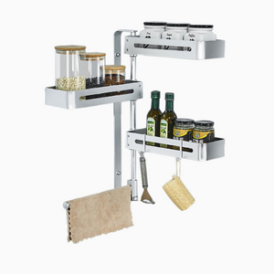 Wall Mounted Kitchen Multi-functional Corner Shelf 3 Tier Revolving Organizer Kitchen Accessories Metal Aluminum