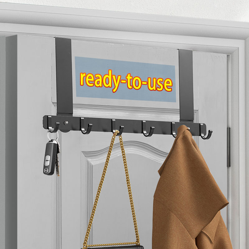 Over The Door Hooks Hanging Clothes Hat Towel Coat Hanger  Hooks Behind Back Of Bathroom Door Metal Black Towel Racks