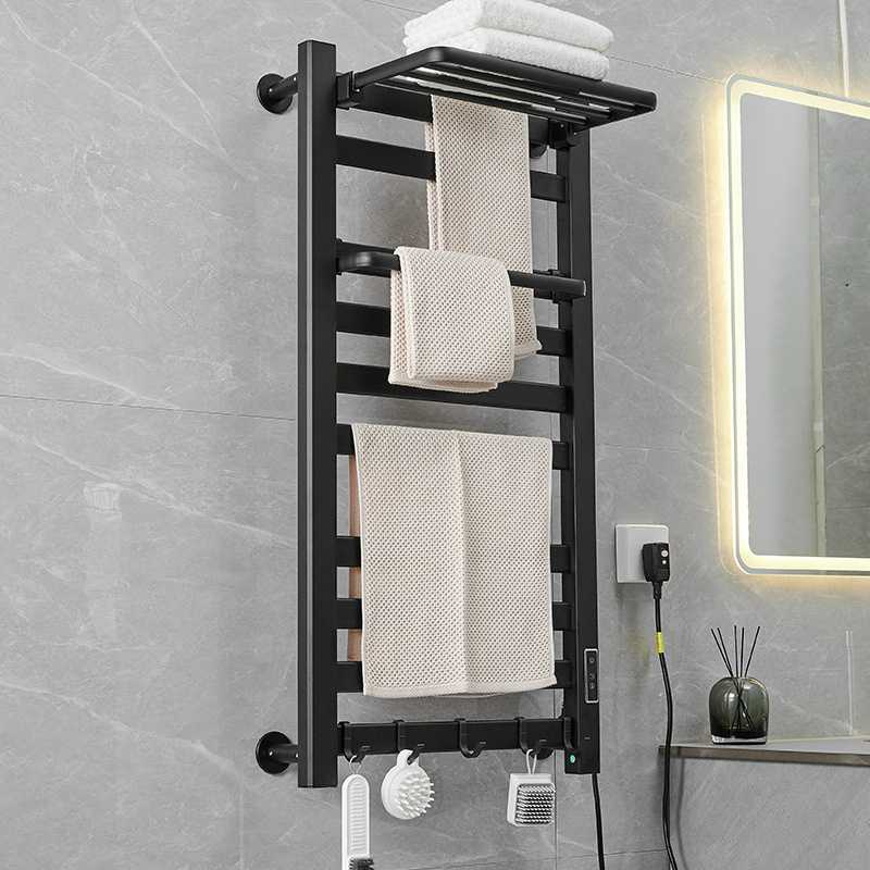 Modern Bathroom Essential Carbon Fiber Constant Temperature Drying Towel Rack Wall Mount Electric Towel Heated Rack