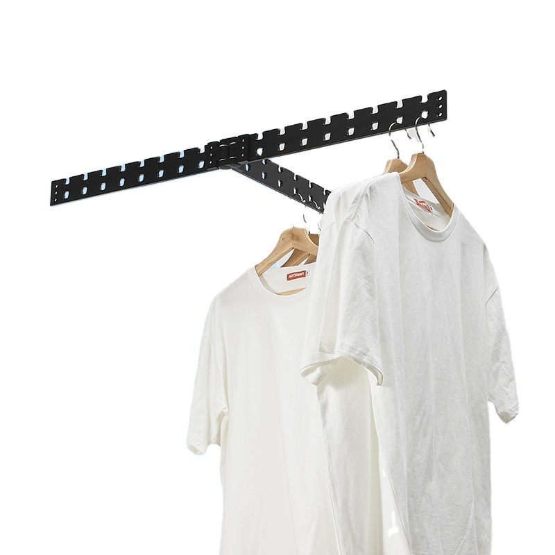 T Type Space Saving Wall Mounted Folding Hanger Retractable Hanger Rod Home Laundry Drying Rack