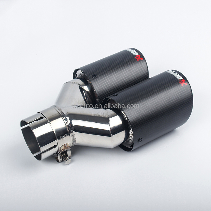 3.5 inches Custom Car Exhaust Tip High Quality Y Style Carbon Fiber Stainless Dual Tips Exhaust Pipe Tail Muffler for BWM Series