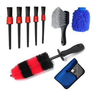 9pcs Auto Detailing Brush Drill Clean Brush Set Portable Tire Wheel Brush Tool Kit For Washing Interior Wheel