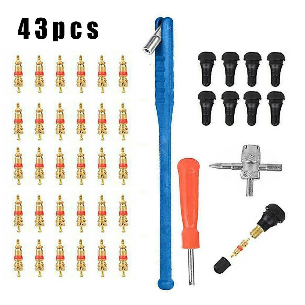 43pcs Heavy Duty Tyre Inflator Gauge Automatic Digital Air Tire Screw Remover Install Valve Core Removal Tool