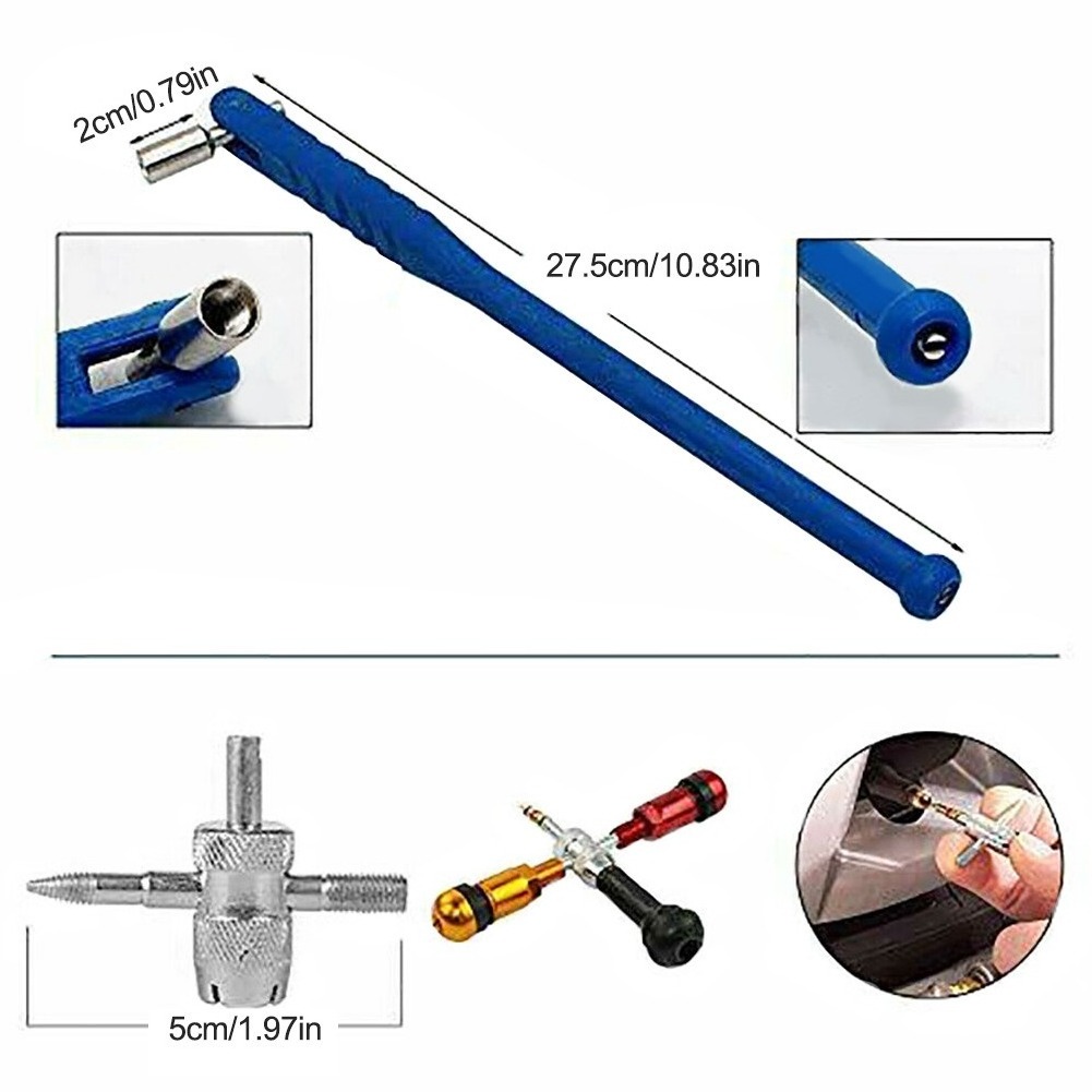 43pcs Heavy Duty Tyre Inflator Gauge Automatic Digital Air Tire Screw Remover Install Valve Core Removal Tool