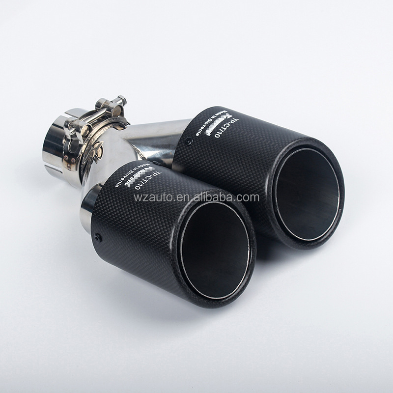 3.5 inches Custom Car Exhaust Tip High Quality Y Style Carbon Fiber Stainless Dual Tips Exhaust Pipe Tail Muffler for BWM Series