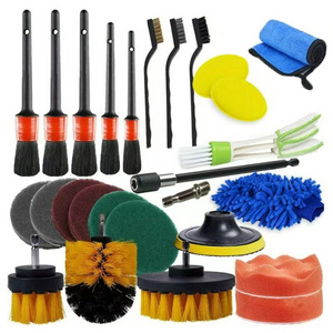 Hot Sale 26 pcs Car Wash Detailing Cleaning Towel Brush Kit car interior soft brush microfiber car cleaning brush kit