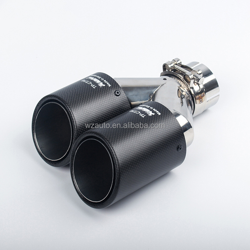 3.5 inches Custom Car Exhaust Tip High Quality Y Style Carbon Fiber Stainless Dual Tips Exhaust Pipe Tail Muffler for BWM Series