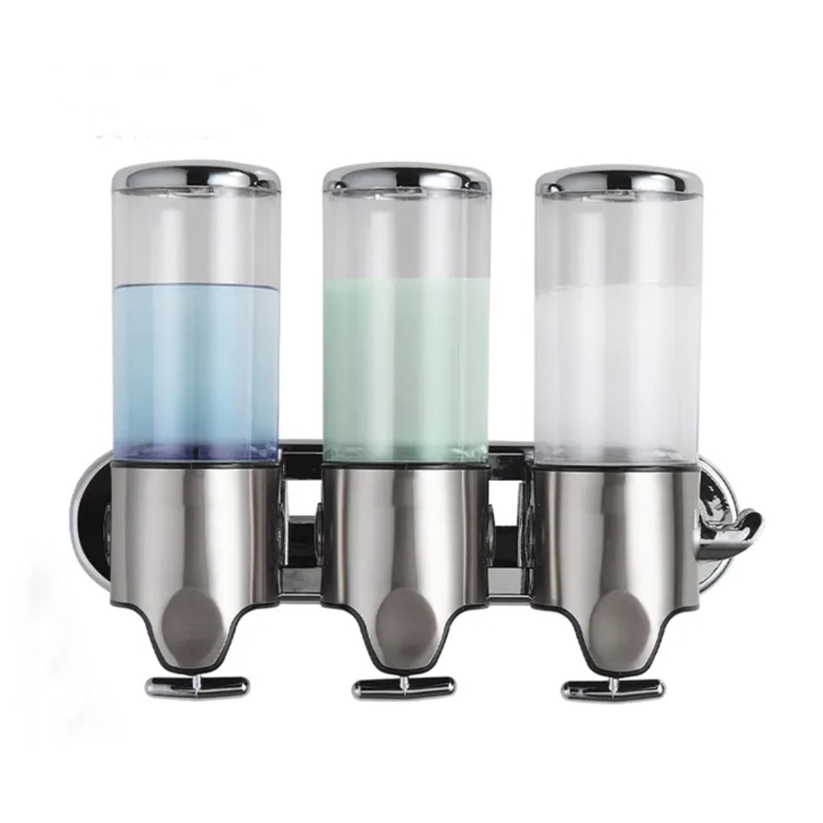 Hotel 500ml Triple Wall Mount Shower Pump 3 x 15 fl. oz Stainless Steel Bathroom Shampoo Liquid Soap Dispenser