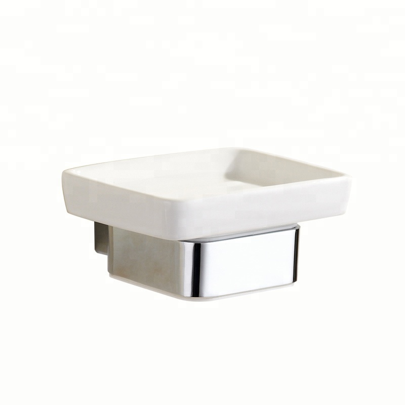 New Design Soap Dish 20839 Bathroom Accessories Zinc Alloy Chrome Soap holder Ceramic Soap Dish