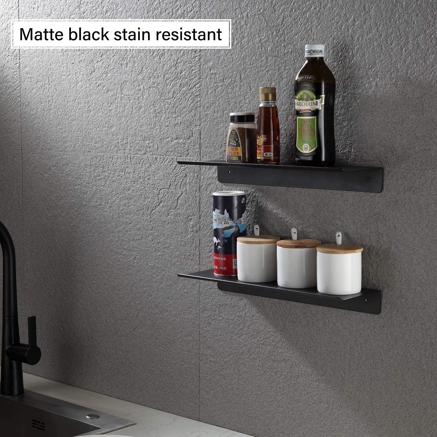 Black floating wall shelf Hotel Shower storage Wall Mount Bathroom shelf