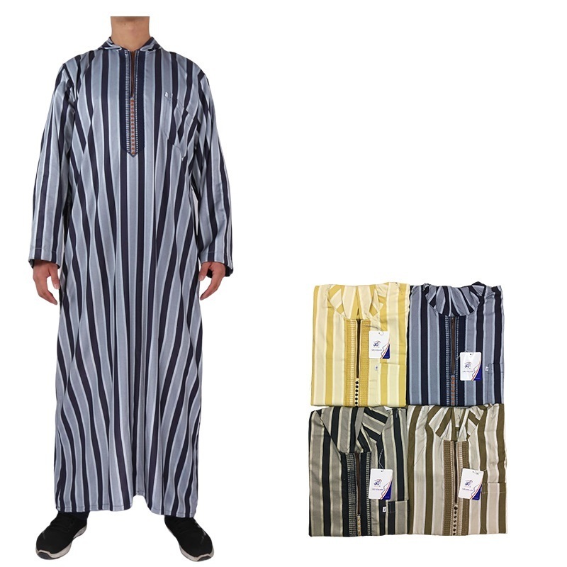 New Design Saudi Arab Shafiq Emirates Textile Islamic Satin Jubah Short Sleeve Kurta Thobe Jubba With Hoods For Men