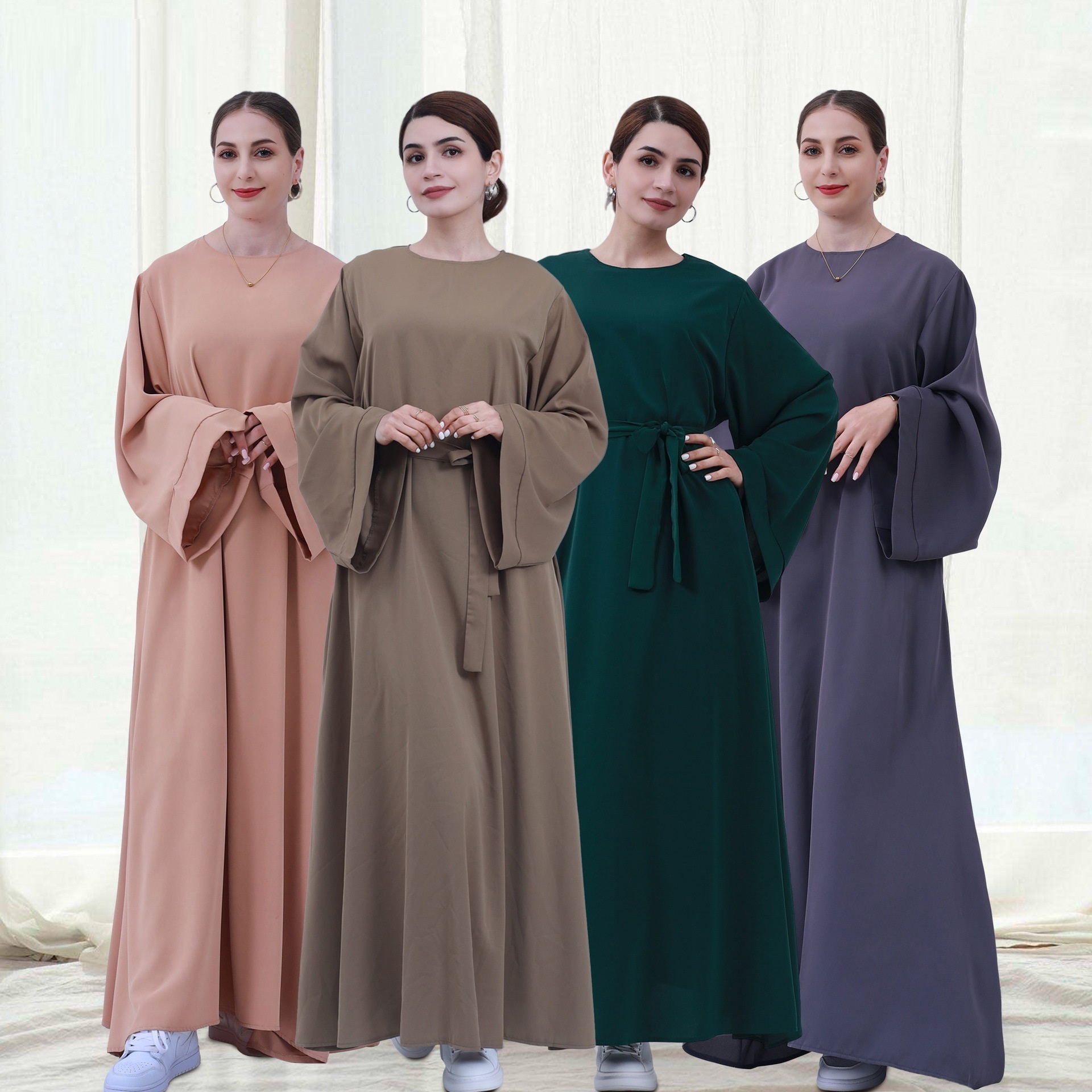 2024 Fashion Classic Modest Abaya Dresses Plain Abaya Muslim Women's Dresses Islamic Clothing Wholesale