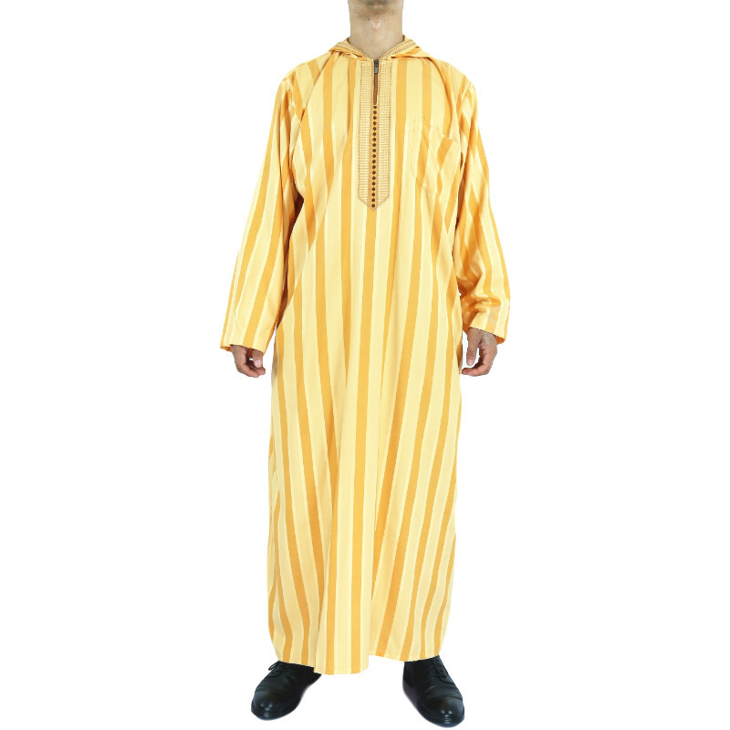 New Design Saudi Arab Shafiq Emirates Textile Islamic Satin Jubah Short Sleeve Kurta Thobe Jubba With Hoods For Men