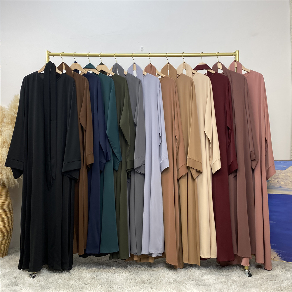 Wholesale Turkey Modest Dubai EID Robe Sale Abaya Online Solid Color Luxury Abaya Women Muslim Dress Diamond Open Abaya