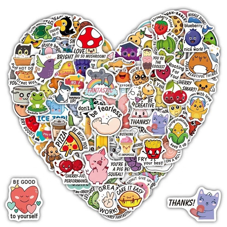 100 Cute Kids Teacher Reward Fun Animal Skateboard Computer Motivation Stickers