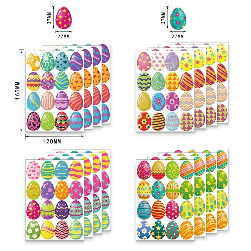 Wholesale Easter Cute Bunny Eggs Decoration Cartoon Stickers For Kids Party Home Classroom Decoration Sticker Sheet