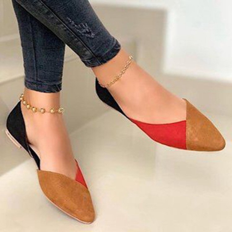 Large size women's shoes match color suede flat female casual shoes