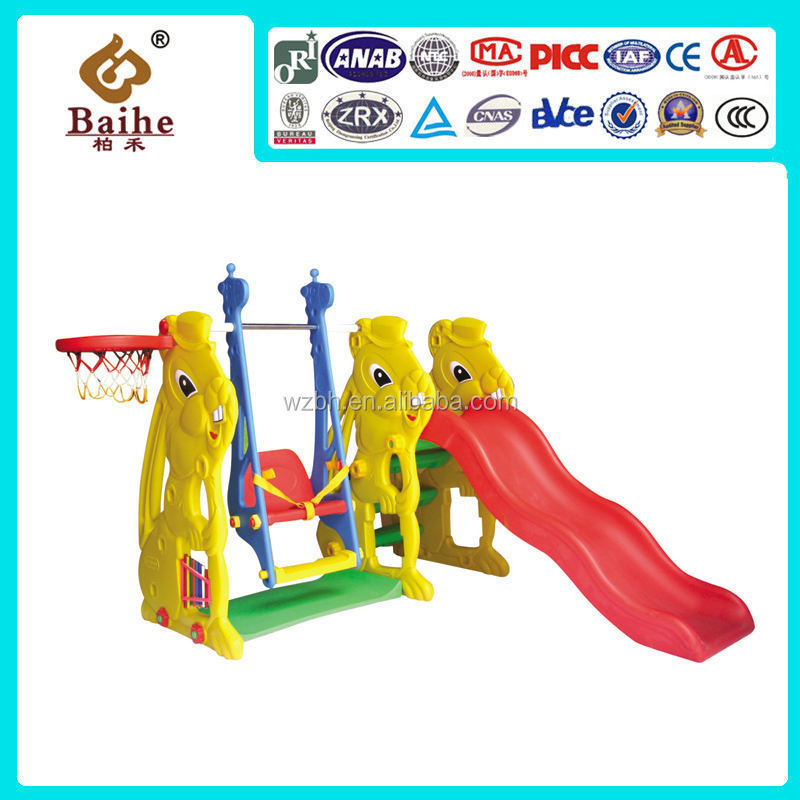 2024 Amusement Park Indoor Playground Toddler Toys Rabbit Swing Plastic Indoor Slide Plastic Swings And Slides For Children