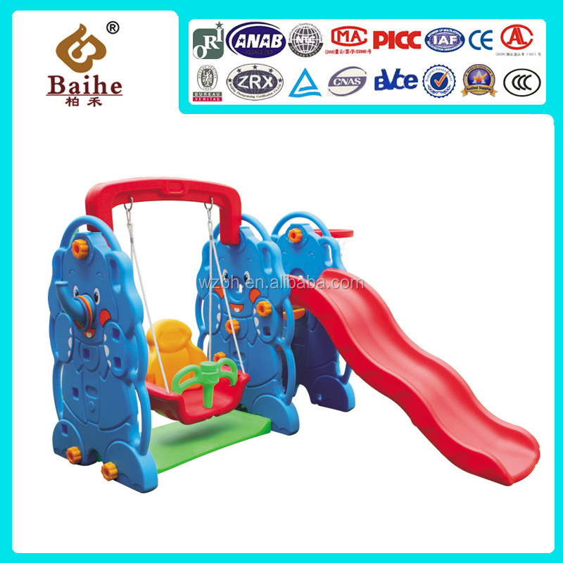 2023 Elephant Kid Indoor Hot Sale Plastic Slide With Swing For Kids