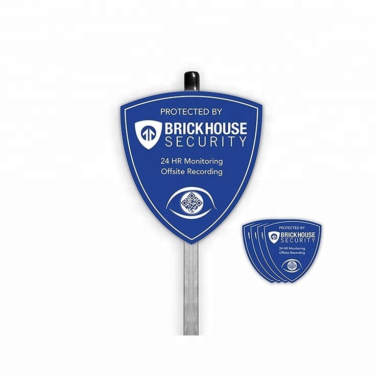 Custom Designs 30.5cm*30.5cm octagonal Security Blue Shield Home Surveillance Yard Sign