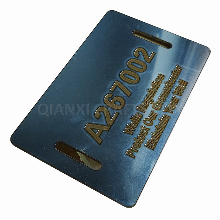 Metal anodized aluminum nameplate embossed logo with qr code custom laser engraved stainless steel nameplate blank sticker