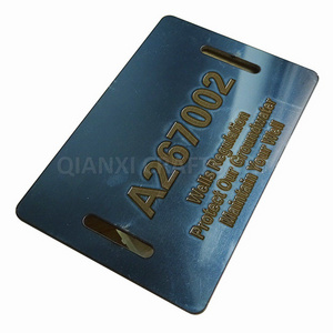 Metal anodized aluminum nameplate embossed logo with qr code custom laser engraved stainless steel nameplate blank sticker