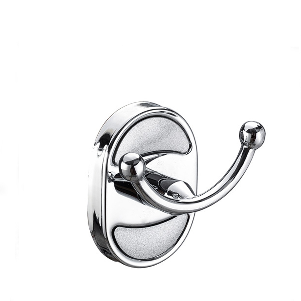 Eco-Friendly Bathroom Double Chrome Plating Zinc Towel Hook Coat Robe Hook