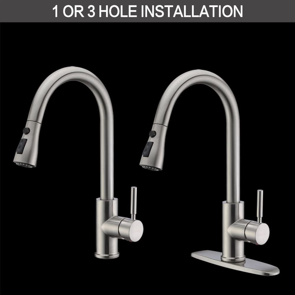 Single Handle High Arc Brushed Nickel Pull Out Kitchen bathroom faucet accessories Single Level Stainless Steel