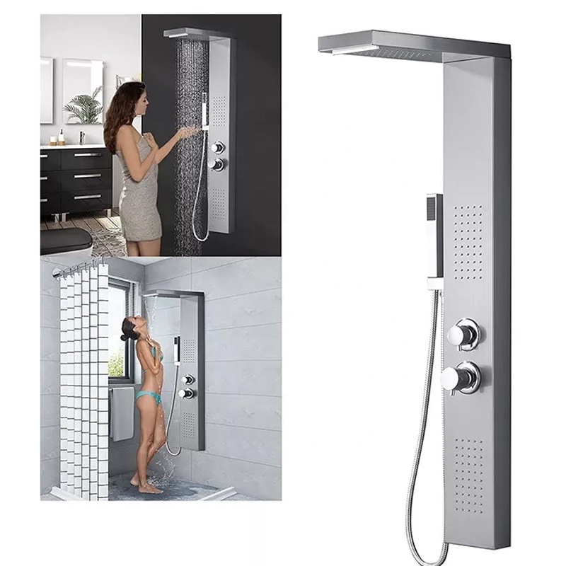 Bath Wall Mount Shower Panel System Stainless Steel Shower Screen 5 Function shower set