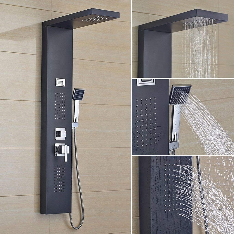 Bath Wall Mount Shower Panel System Stainless Steel Shower Screen 5 Function shower set