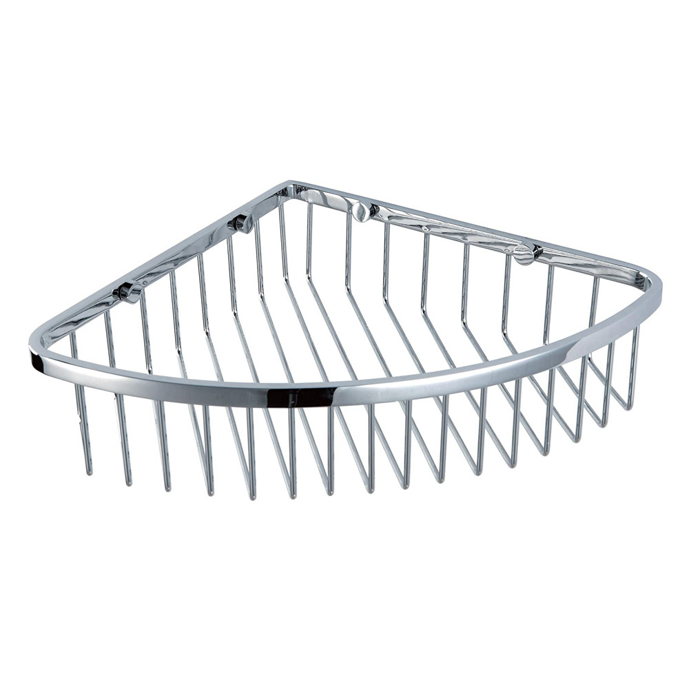 Corner Shower Caddy Basket, Full Stainless Steel Shower Soap Bottle Holder or Bathroom Shampoo Shelf, Polished Chrome