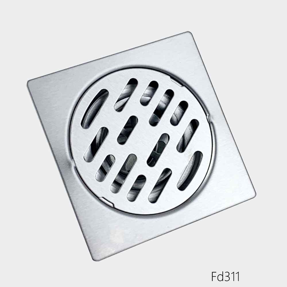 Factory Price Popular Square Polished Silver 4-inches Floor Trap 304 Stainless Steel Shower Strainer Bathroom Floor trap Drain