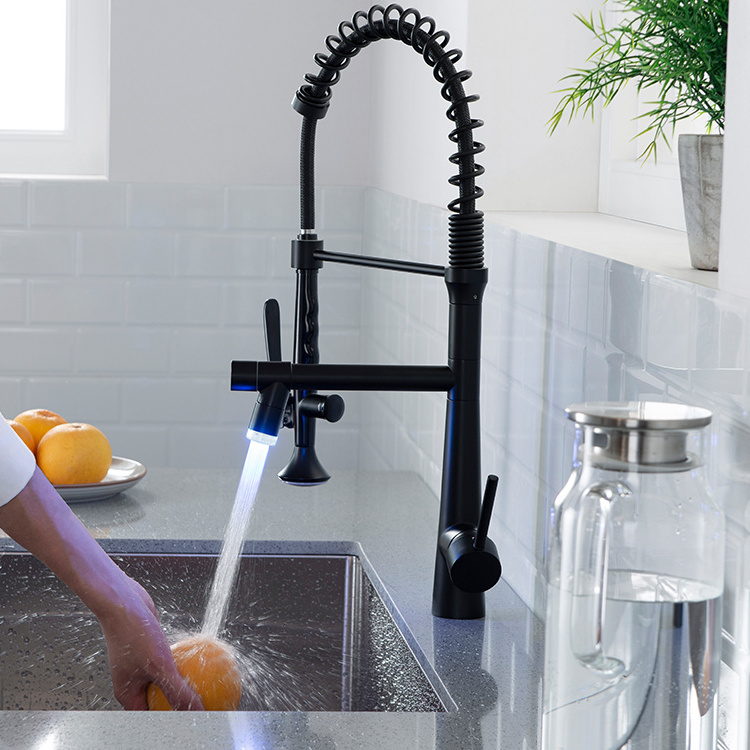 5Years Warranty Service Led Cone Shape High Quality Sink Mixer Kitchen Sink Faucet With Sprayer