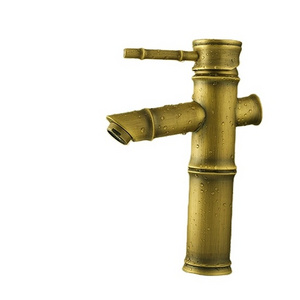 Flg Novelty Bamboo Design Antique Brass Deck Mounted Antique Basin Faucet Bathroom