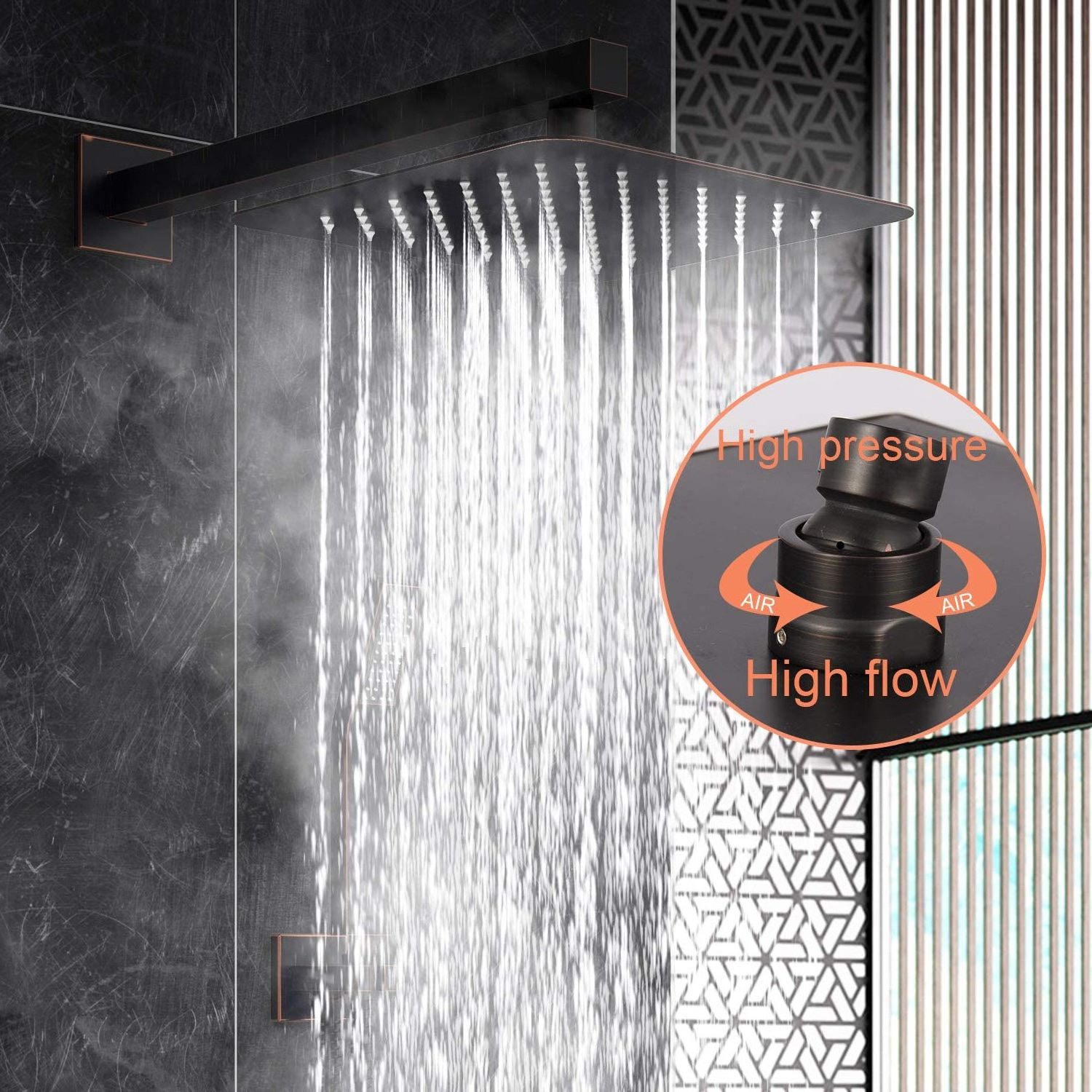 FLG Waterfall Waterproof Hidden Brass Handheld Shower Bath Shower Faucet,Curtain Concealed Shower Set Bathroom 2021 Rainfall