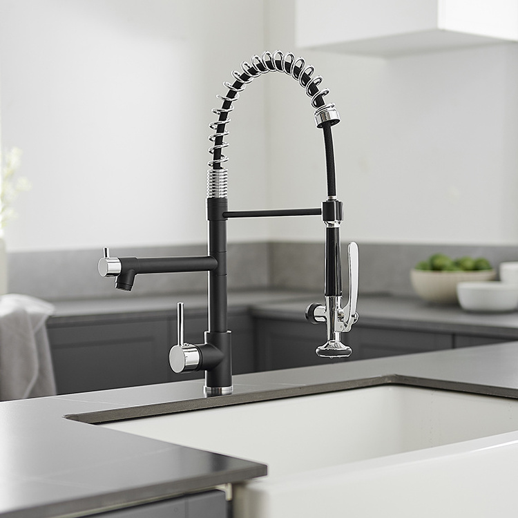 Commercial Kitchen Sink Faucets Gun Pull Down Single Handle Kitchen Faucet Grey Brass Contemporary Ceramic Black Faucet Brushed