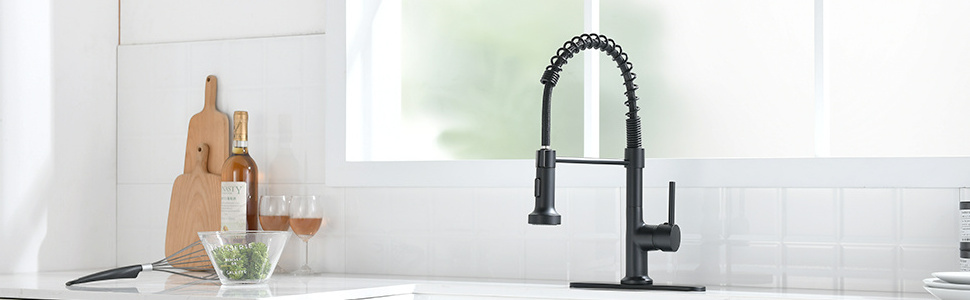 High Quality cUPC Kitchen Faucet with Pull Down Sprayer High Arc Single Handle Spring Kitchen Sink Faucet