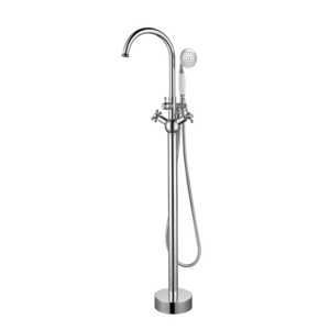 Brass floor standing bathtub faucet free standing bath tub bathroom shower set floor stand faucets